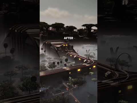 Satisfactory - Swamp mining outpost (before & after)  #satisfactory #megafactories #gaming #trains