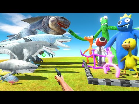 FPS Avatar Rescues Rainbow Friends and Fights King Shark Evolution - Animal Revolt Battle Simulator