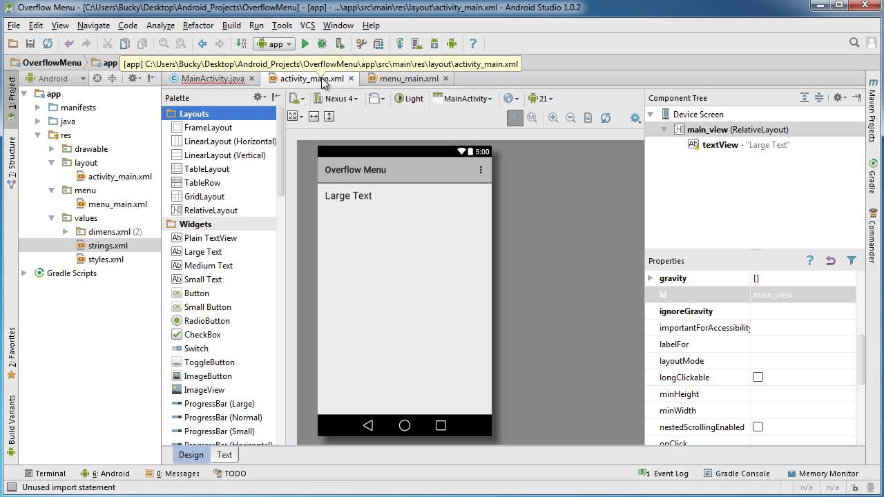 Android App Development for Beginners - 33 - Overflow Menu