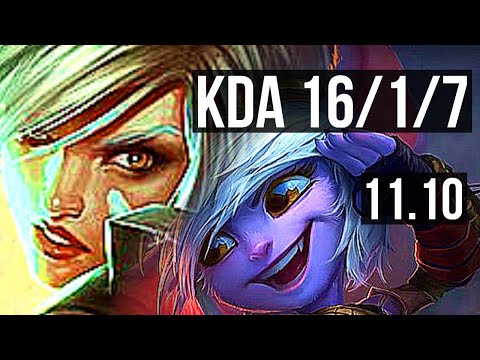 RIVEN vs TRISTANA (TOP) | 16/1/7, Quadra, Rank 8 Riven, 1.4M mastery | KR Grandmaster | v11.10