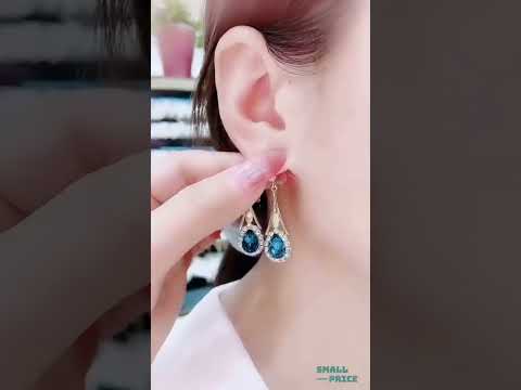 Длинные серьги-капли с кристаллами CrystalBlos, золотистые - фото 1 - id-p3042121562