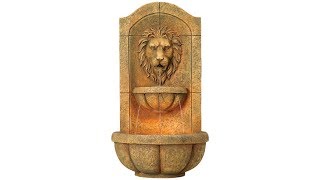 Lion Head Faux Stone Wall Fountain