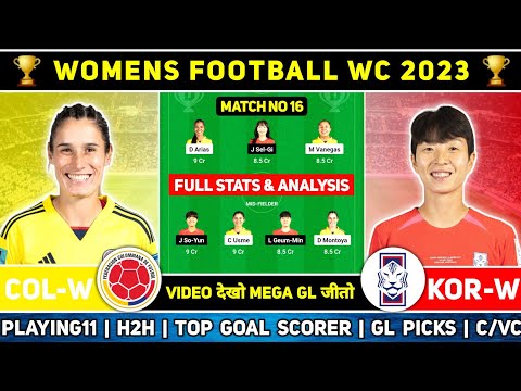 COL W vs KOR W Football Dream11 Prediction | Colombia Women vs Korea Republic Women Football Dream11