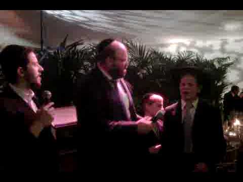 Sholom Eliezer singing at his Bar Mitzva with Shloime Gertner and Meir Simcha