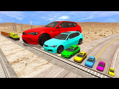 Small to Giant Cars vs Train and Rail & Deep Lava - BeamNG.drive