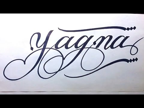 Yagna Name Signature Calligraphy Status | How to Cursive write with cut Marker #yagna @Yagna