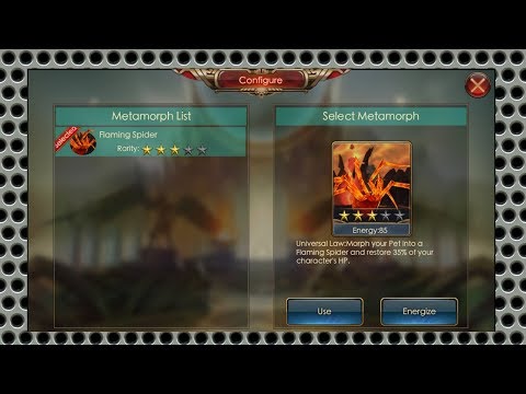 Legacy Of Discord : Pet Morph(Metamorph) - Change Pet To Flaming Spider