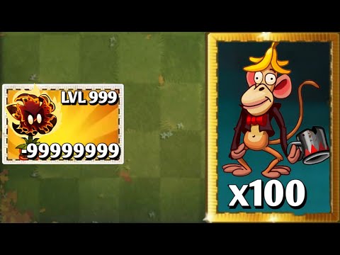 All Plant Level 999 VS 100 Monkey Zombies || Who Will Win || PVZ || PVZ2