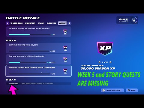 Fortnite Week 5 and Story quests are Missing