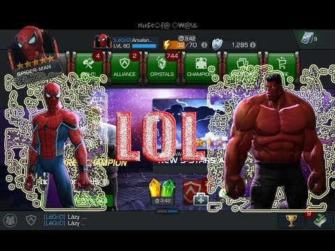 5 Star Rank 5/65 Stark Spider Man VS Red Hulk LOL -  Marvel Contest Of Champions