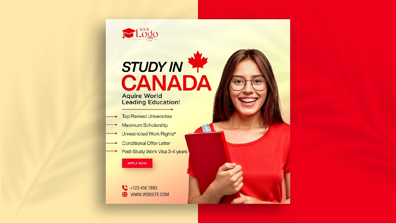 Make Trendy Social Media Post Design | Study in Canada | Abroad Study