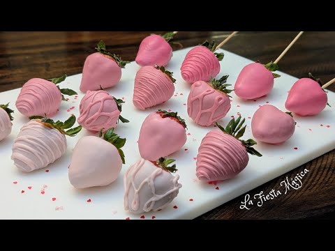 HOW TO MAKE CHOCOLATE COVERED STRAWBERRIES IN COLORS (PINK).  Easy Technique 🍓🍫