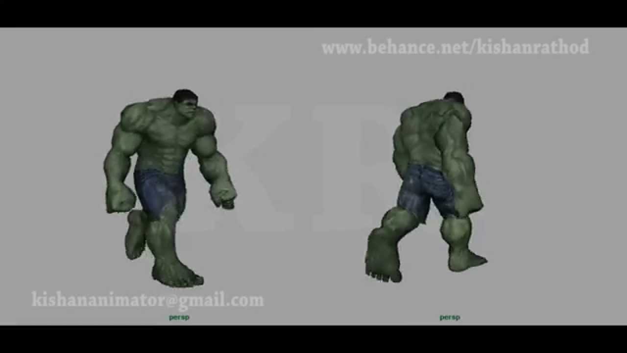 Hulk walk animation cycle - video 3