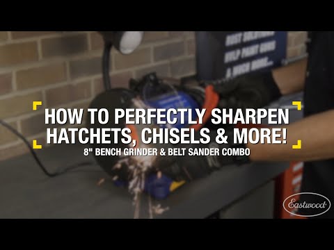 How to Perfectly Sharpen Blades using the 8" Bench Grinder & Belt Sander Combo - Eastwood