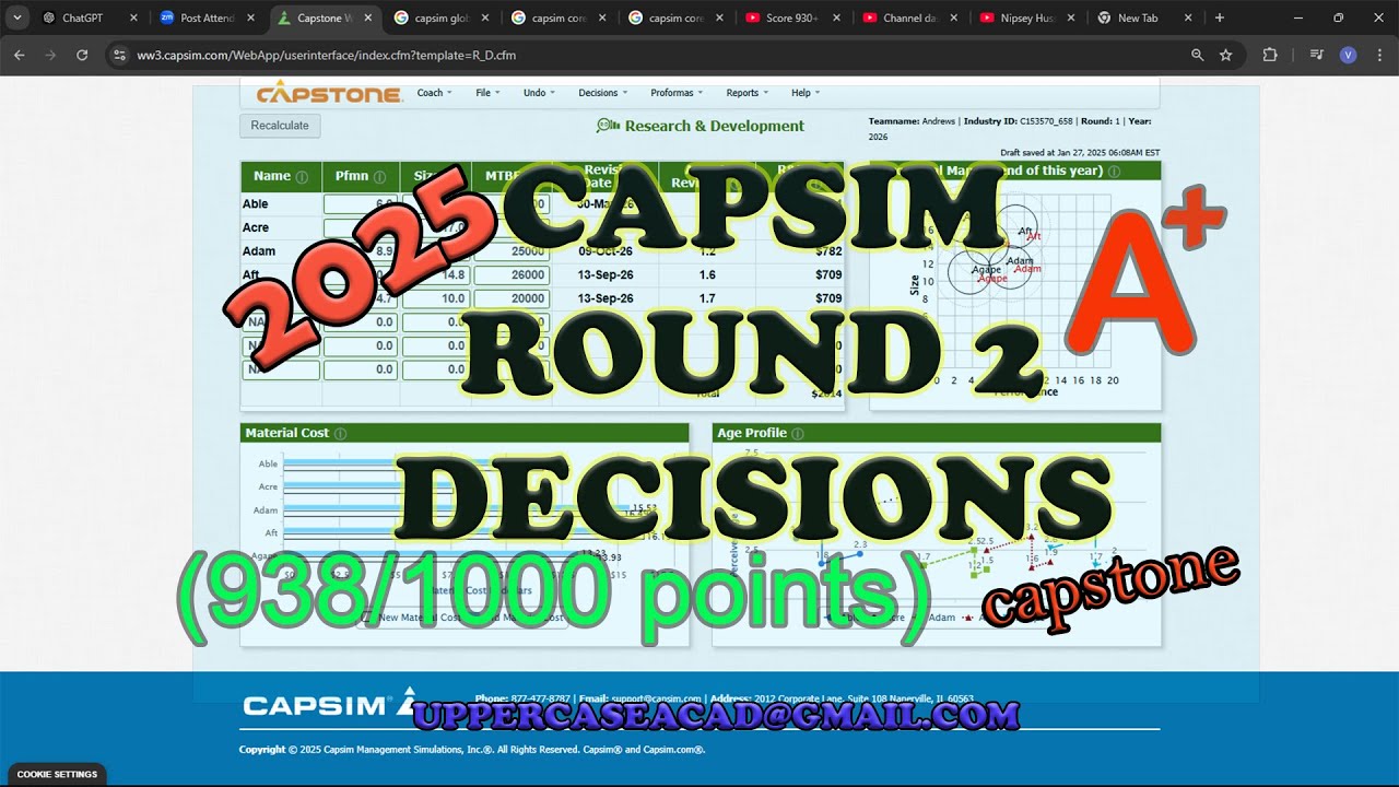 CAPSIM Round 2 - Decisions (938/1000 points)