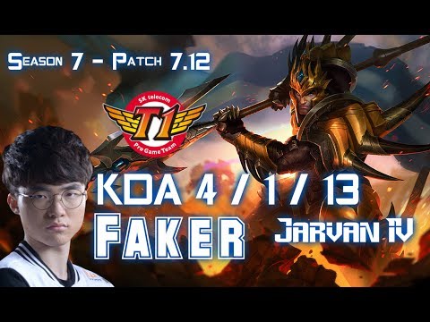 SKT T1 Faker JARVAN IV vs LEE SIN Jungle - Patch 7.12 KR Ranked