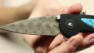 Turquoise and Teardrop Damascus Buck Rush Knife