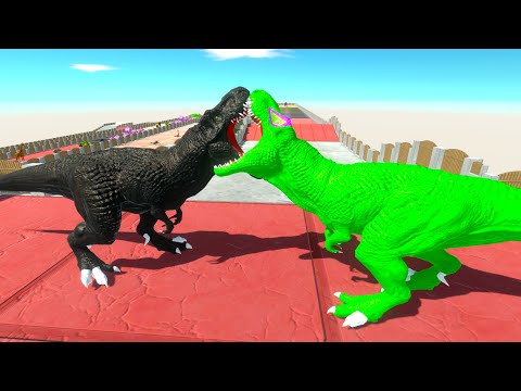 GREEN T-REX vs DARK T-REX DEATH CLIMB - Animal Revolt Battle Simulator