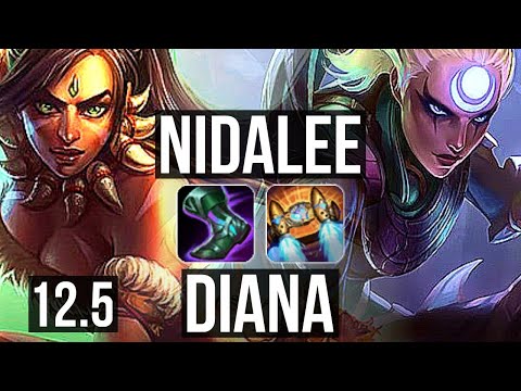 NIDALEE vs DIANA (JNG) | Rank 1 Nida, 5/1/10, 66% winrate, Rank 16 | EUW Challenger | 12.5