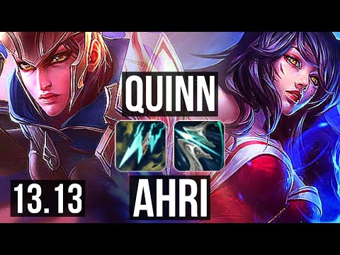 QUINN vs AHRI (MID) | 8/1/6, Rank 6 Quinn, 1.1M mastery, Legendary | NA Grandmaster | 13.13