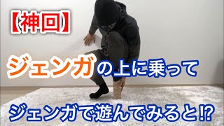 ナルシストがジェンガの上に乗ってジェンガを抜いてみた