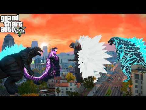 Godzilla Earth and Spacegodzilla Vs Ultima Godzilla and Shin Godzilla - GTA V Mods