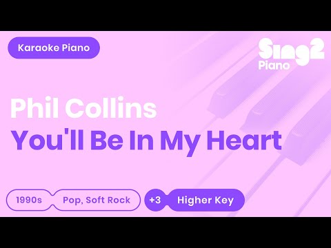 Phil Collins - You'll Be In My Heart (Higher Key) Piano Karaoke