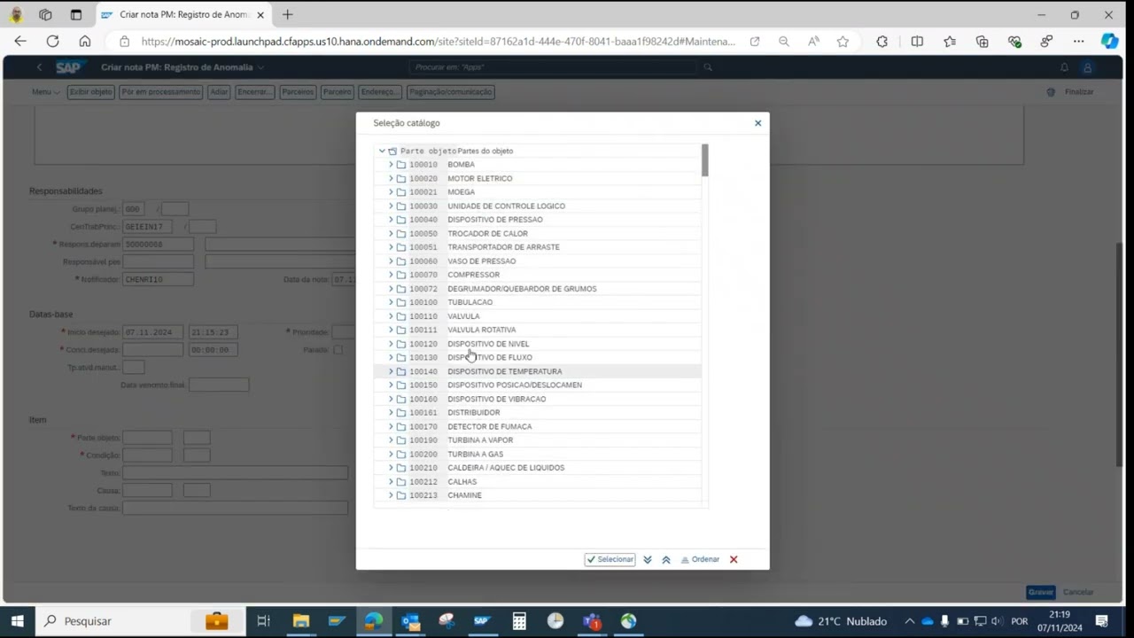 Criar Nota de Manutenção Tipo M4 _SAP