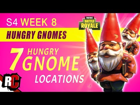 Fortnite WEEK 8 Challenge | ALL 7 HUNGRY GNOMES Challenge (Hidden Hungry Gnome Locations)