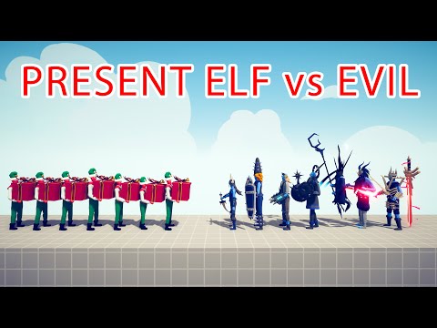 PRESENT ELF TEAM vs EVIL TEAM - Totally Accurate Battle Simulator TABS