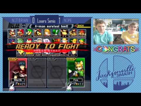 Jax Smash Weekly 4/13/17 - Not.Brian(Marth) Vs nope(Fox) - Melee Losers Semis