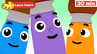 Learn Colors for Babies w Petey the Paintbrush | First Words for Kids | Orange | Purple & More