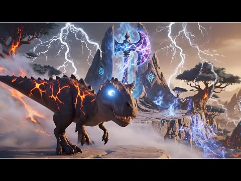 Baby Lava T-Rex vs Thunder Titan Epic Dinosaur Adventure in Jurassic World Dominion,Monster Battle !