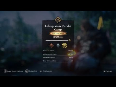 AC Valhalla Lolingestone Bandit Camp Trial of the Raven Mastery Challenge Gold Medal