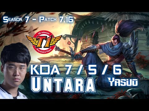 SKT T1 Untara YASUO vs GNAR Top - Patch 7.16 KR Ranked