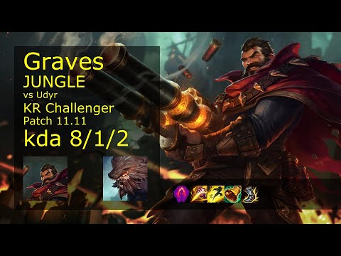 Graves Jungle vs Udyr - KR Challenger 8/1/2 Patch 11.11 Gameplay // [롤] 그레이브즈 vs 우디르 정글