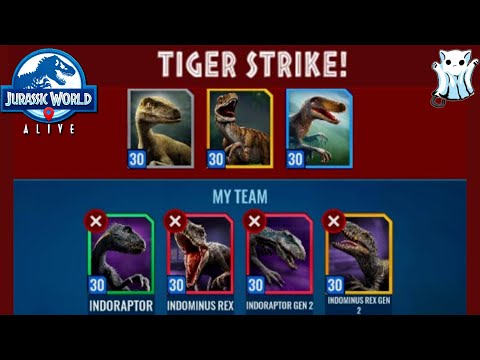 Level 30 Tiger Atrociraptor Boss vs Indoraptor Family!  (Jurassic World Alive 2.20)