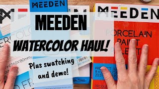 Watercolor Art Supply Haul! MEEDEN paints, brushes, palette, papers, swatching, and demo!