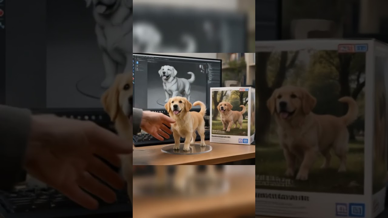 3D Golden Retriever Figure