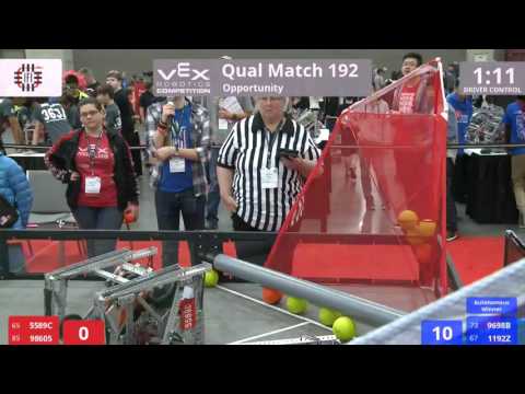VEX Worlds 2016 - VRC Middle School - Opportunity - Qual 192 (5589C 98605) 123 vs 151 (9698B 1192Z)