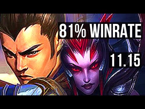 XIN ZHAO vs ELISE (JUNGLE) | 81% winrate, 11/4/12 | NA Grandmaster | v11.15