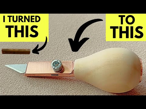 Exquisite Pen Knife from Scrap Copper: Hand Engraving and Woodwork Perfection #woodworking #diytools