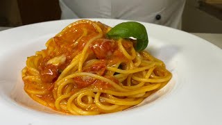 Espagueti con tomate fresco y queso, (Spaghetti alla Scarpariello)