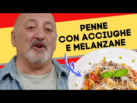 Penne with anchovies and aubergines