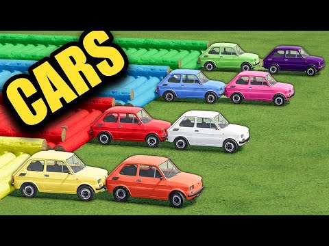 TRANSPORT OF COLORS ! CRAZY TRANSPORTING with MINI FIAT 126 CARS ! Farming Simulator 22