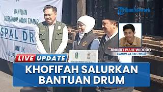 Salurkan Bansos di Jatim, Gubernur Khofifah Serahkan 300 Drum Material untuk Perbaikan Jalan Jombang