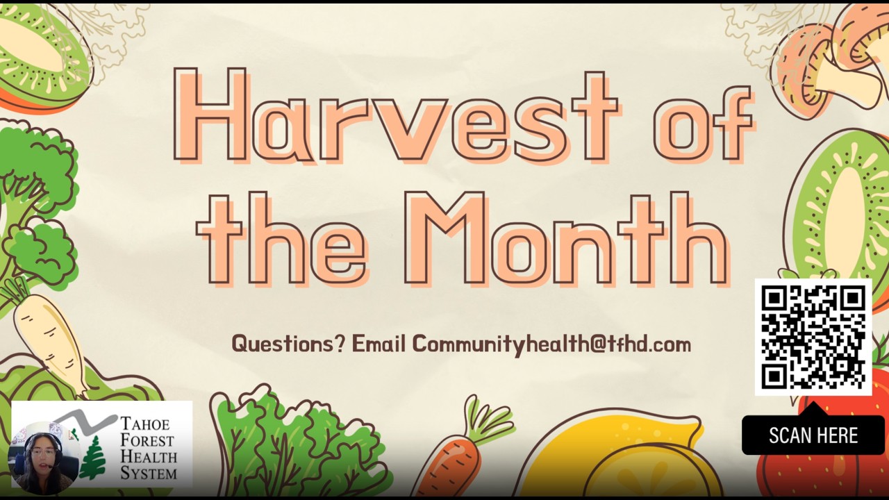 Harvest of the Month Volunteer Training slide with the training title and information.