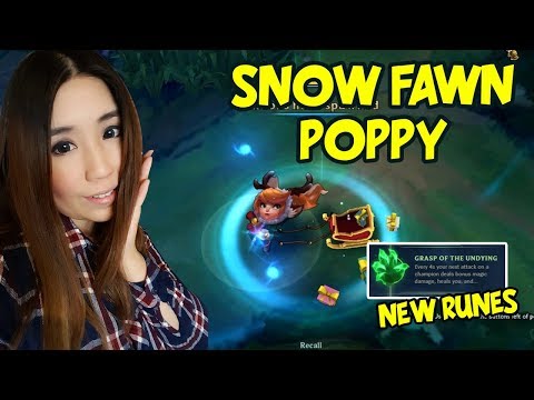 Snow Fawn Poppy Gameplay with NEW RUNES - League Of Legends PBE