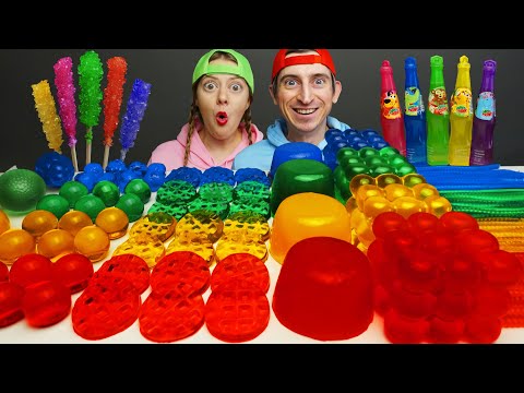 Rainbow Food Challenge 무지개 음식 Mukbang by Andru and Vivi