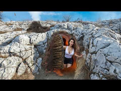 TIMELAPSE: Secret Underground Shelter Under Mountain Rock | Survival Bushcraft
